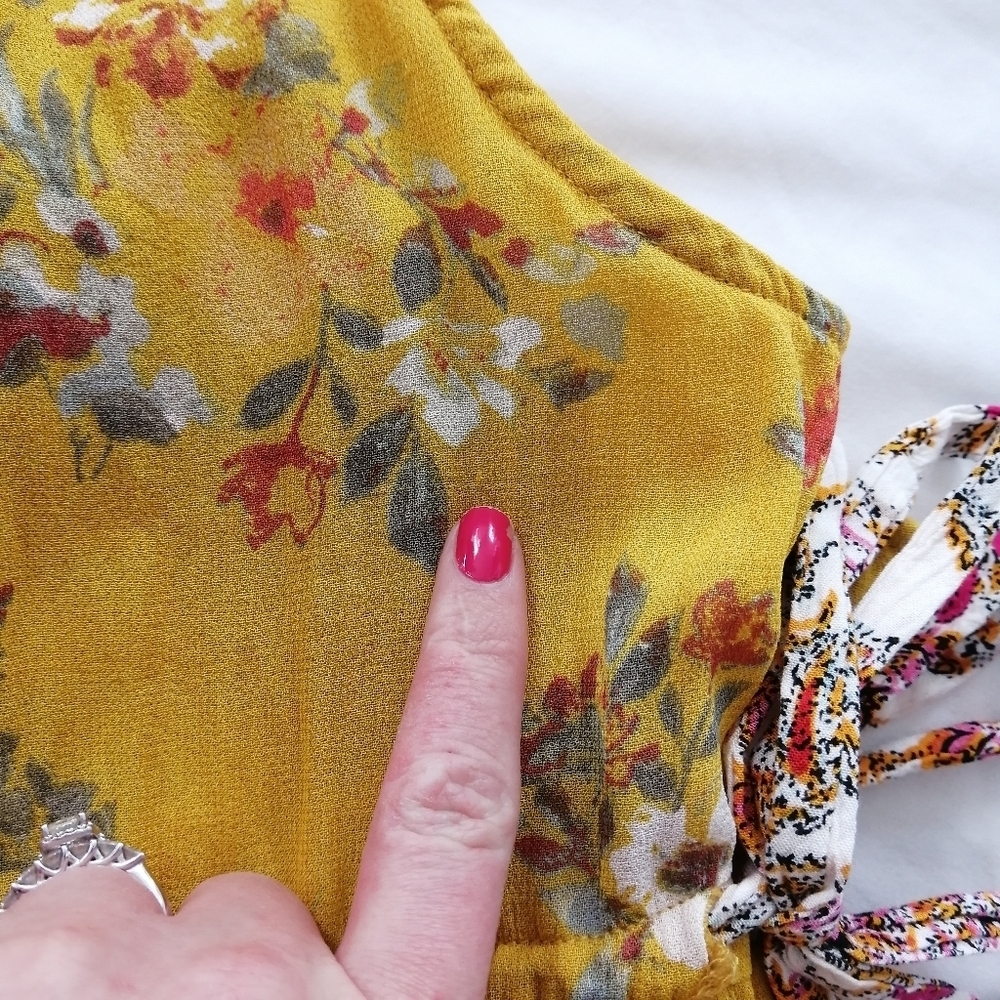 Free People Georgia Floral Wide Leg Yellow Floral Jumpsuit Small - Picture 7 of 17